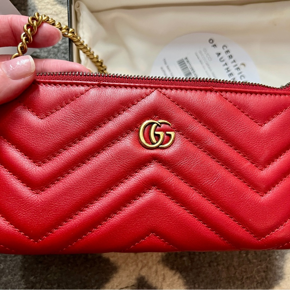 Gucci Calfskin Matelasse Mini GG Marmont Chain Bag